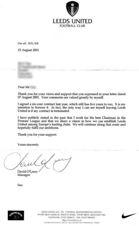 david o'leary letter